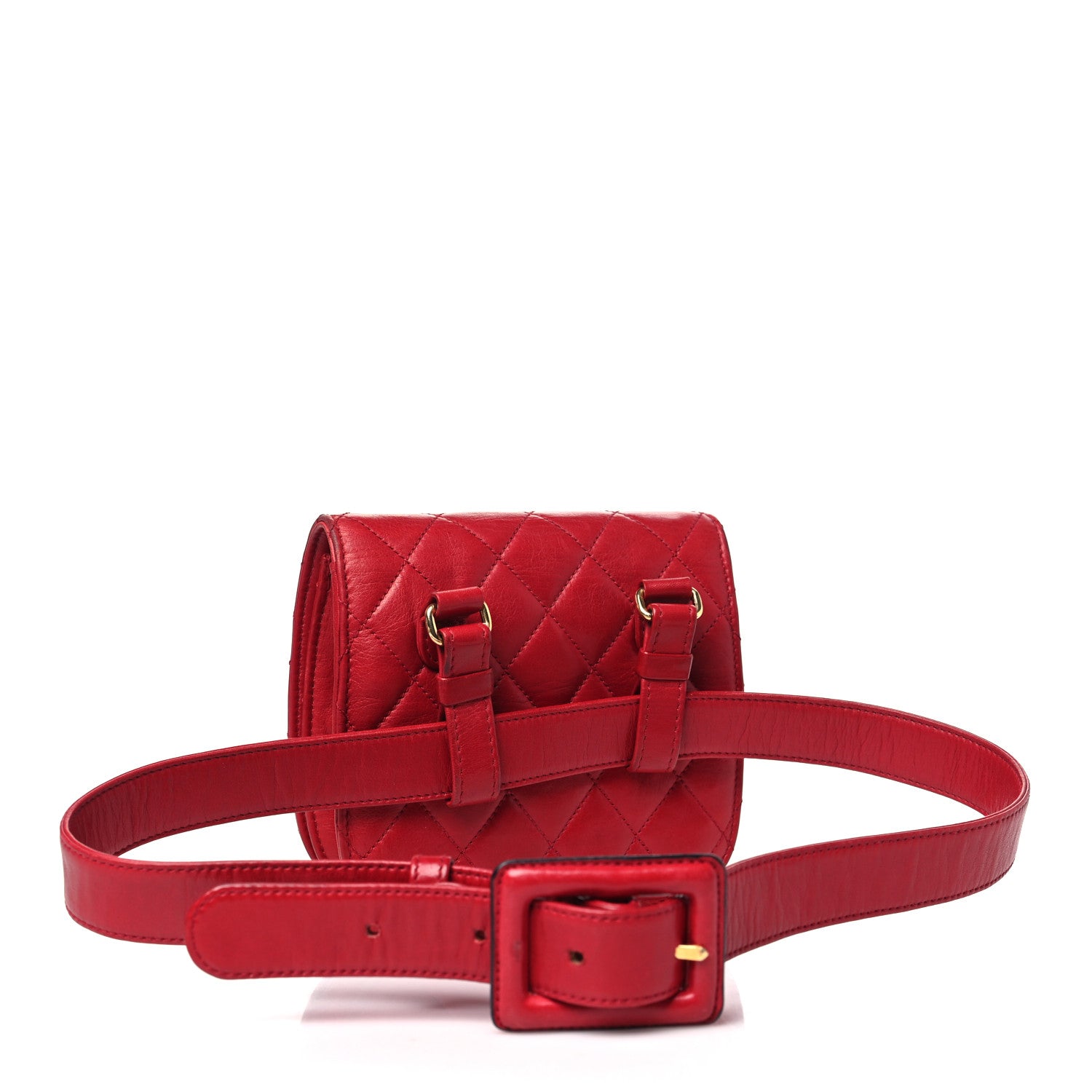 Chanel Lambskin Quilted Flap Waist Belt Bag 75 30 Red 3 of 12