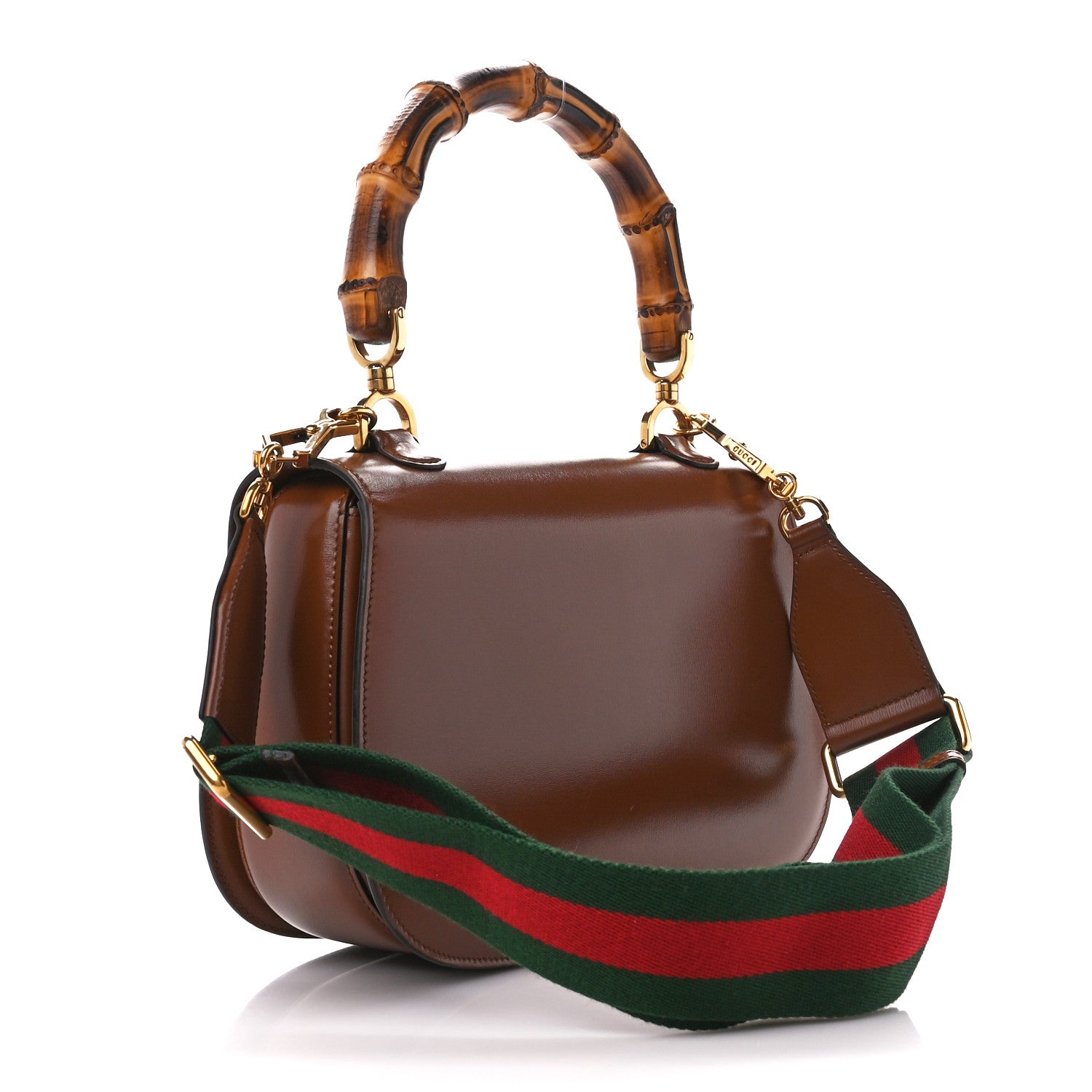 Gucci Boarded Dyana Lux Calfskin Web Medium Bamboo 1947 Top Handle Bag Brown 3 of 9