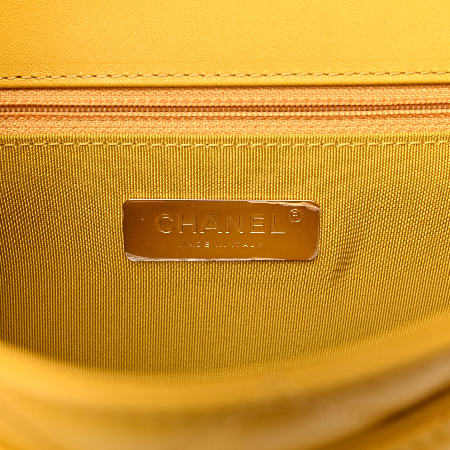 Lambskin Quilted Small Chain Infinity Top Handle Flap Yellow