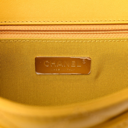 Chanel Lambskin Quilted Small Chain Infinity Top Handle Flap Yellow 6 of 10