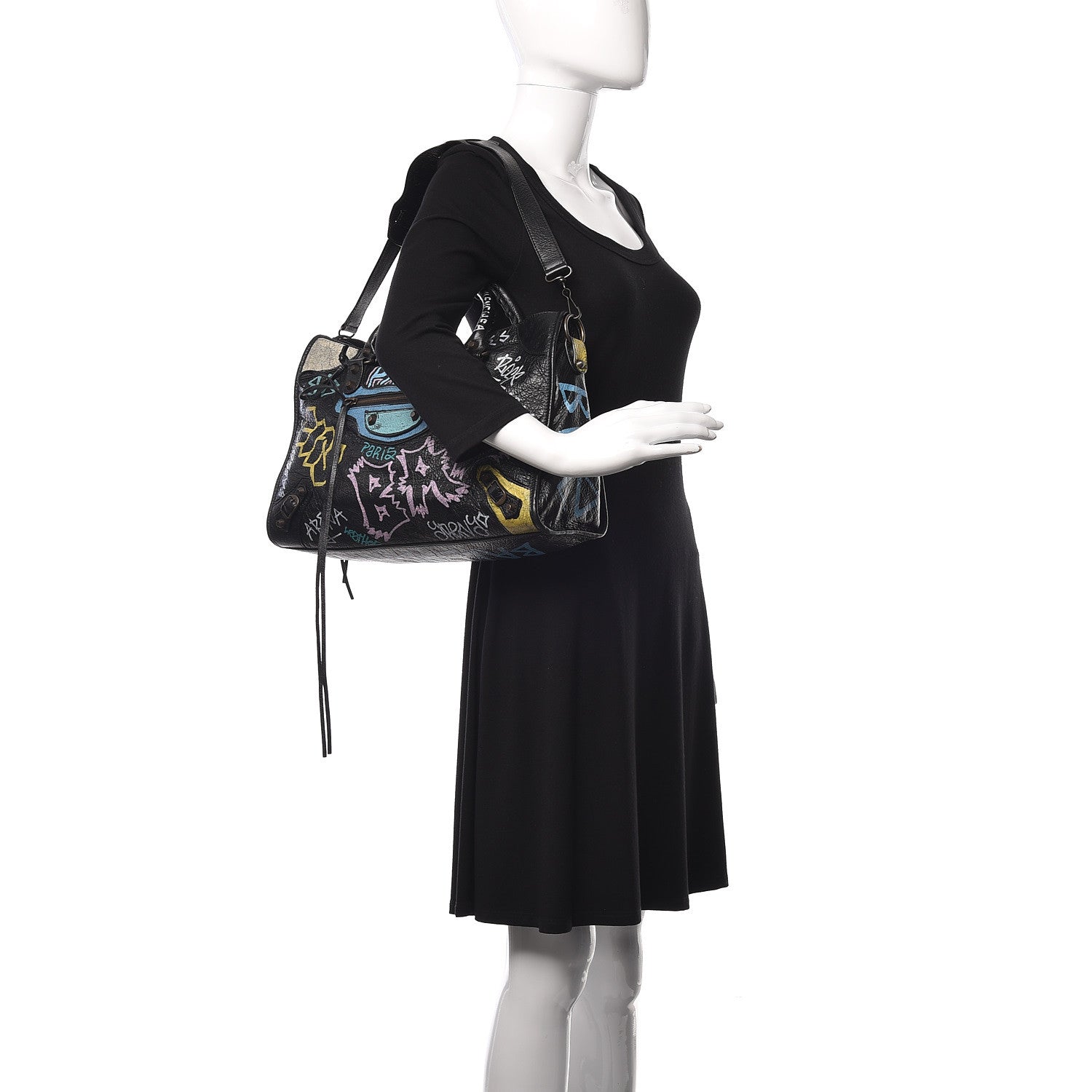 Balenciaga Agneau Graffiti All Over Classic Hardware City Black Multicolor 2 of 9