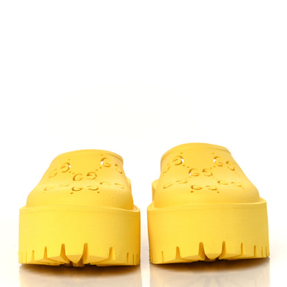 Gucci Rubber GG Monogram Perforated Elea Platform 55mm Lug Sole Sandals 37 Smile Yellow 2 of 8