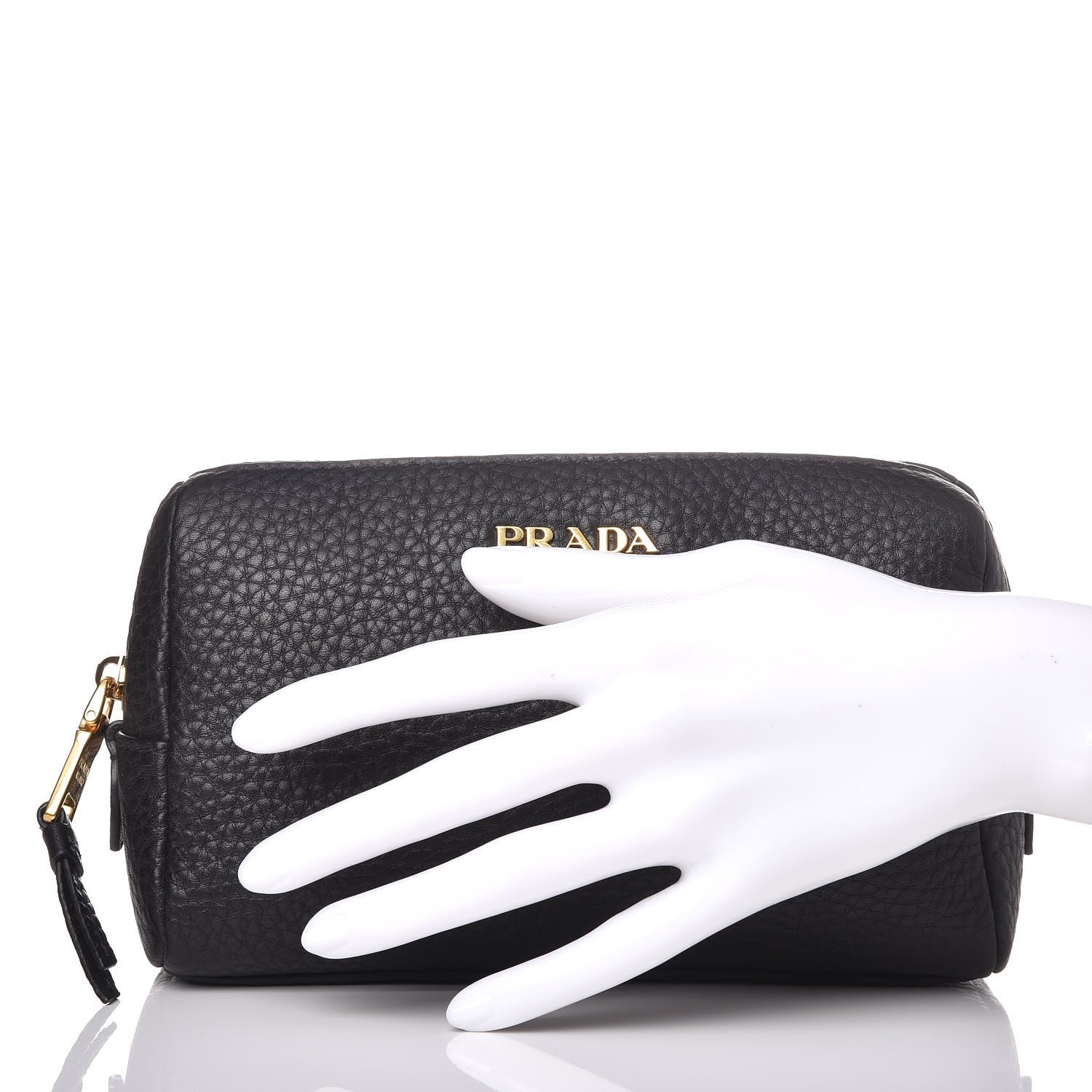 Prada Vitello Daino Cosmetic Pouch Black 2 of 8
