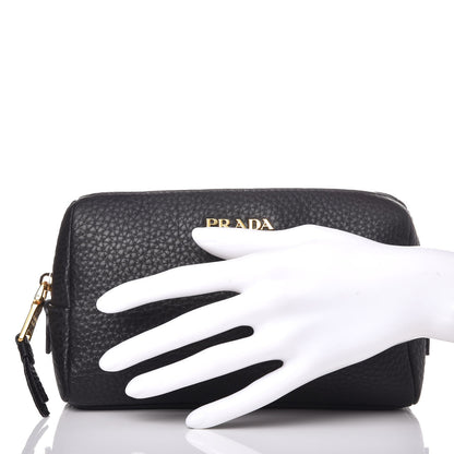 Prada Vitello Daino Cosmetic Pouch Black 2 of 8