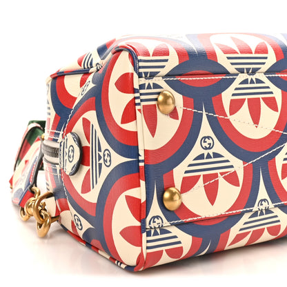 Gucci X ADIDAS Shangai Calfskin Web Trefoil Interlocking G Mini Duffle Bag Red White Blue 8 of 9