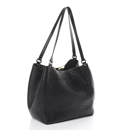 Burberry Signature Grain Calfskin Check Embossed Small Canterbury Tote Black 2 of 8