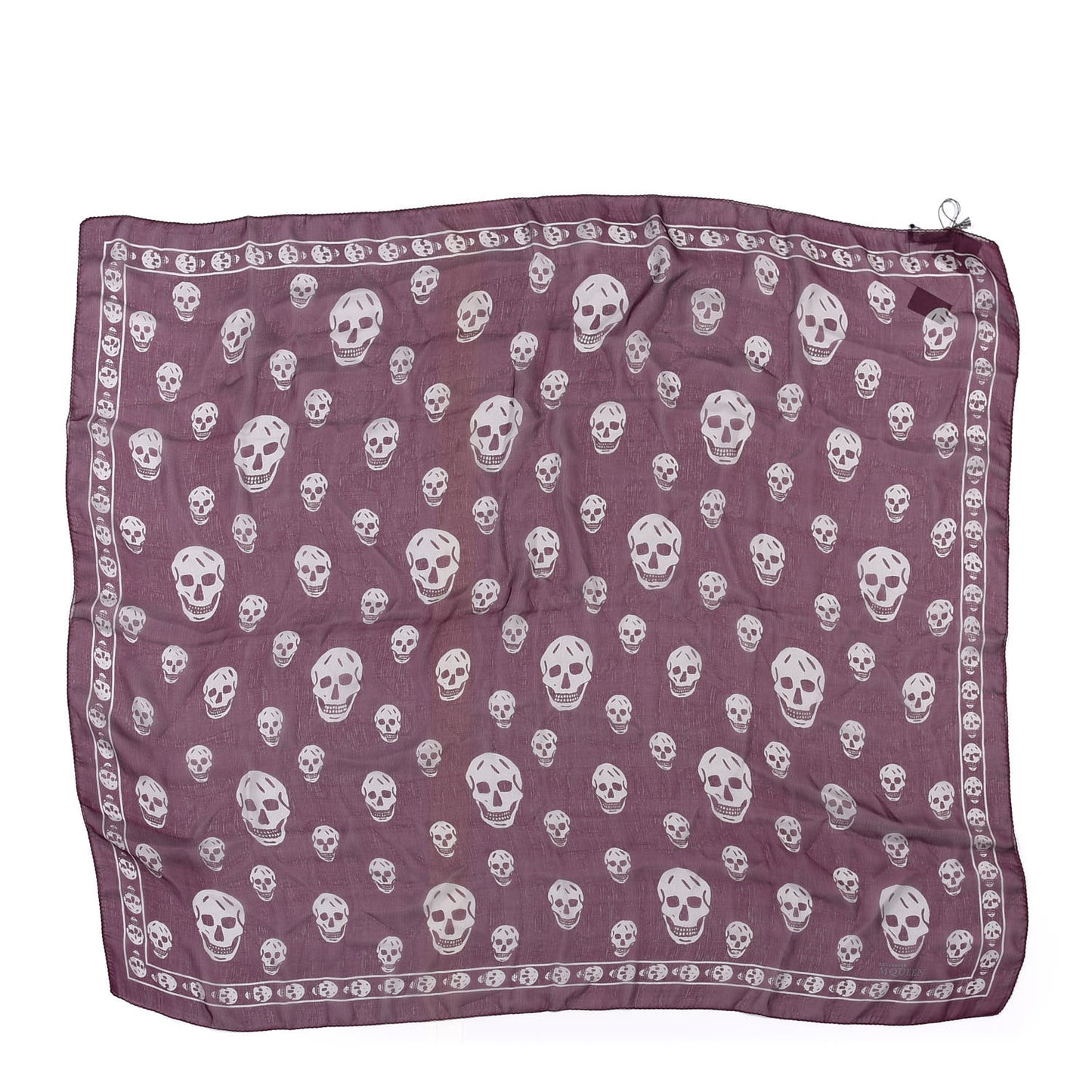 Silk Chiffon Skull Scarf Aubergine Grey