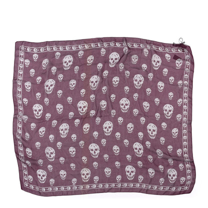 Alexander McQueen Silk Chiffon Skull Scarf Aubergine Grey 1 of 3