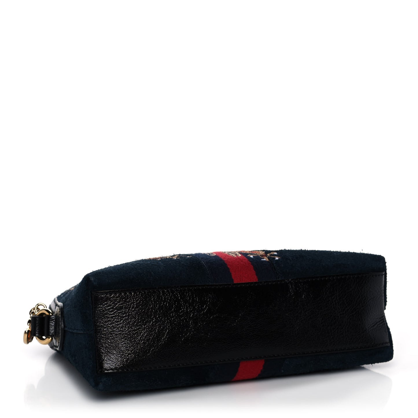 Suede Patent Dragon Embroidered Small Ophidia Dome Shoulder Bag Blue Multicolor Black