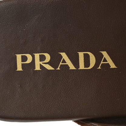 Prada Suede Metal Triangle Logo 10mm Loafer Mules 40 Cannella 8 of 8