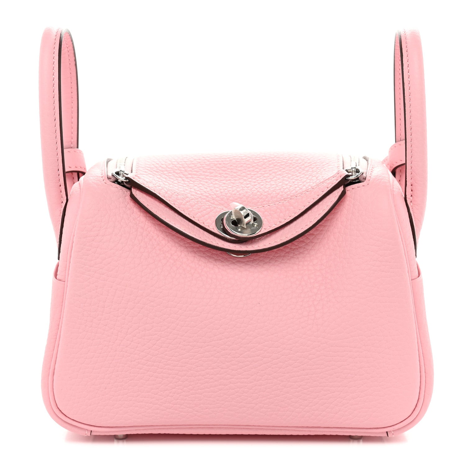 Hermes Taurillon Clemence Verso Mini Lindy 20 Rose Sakura Gris Perle 8 of 11