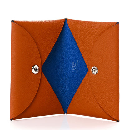 Hermes Evercolor Calvi Verso Card Case Terre Battue Bleu France 5 of 8