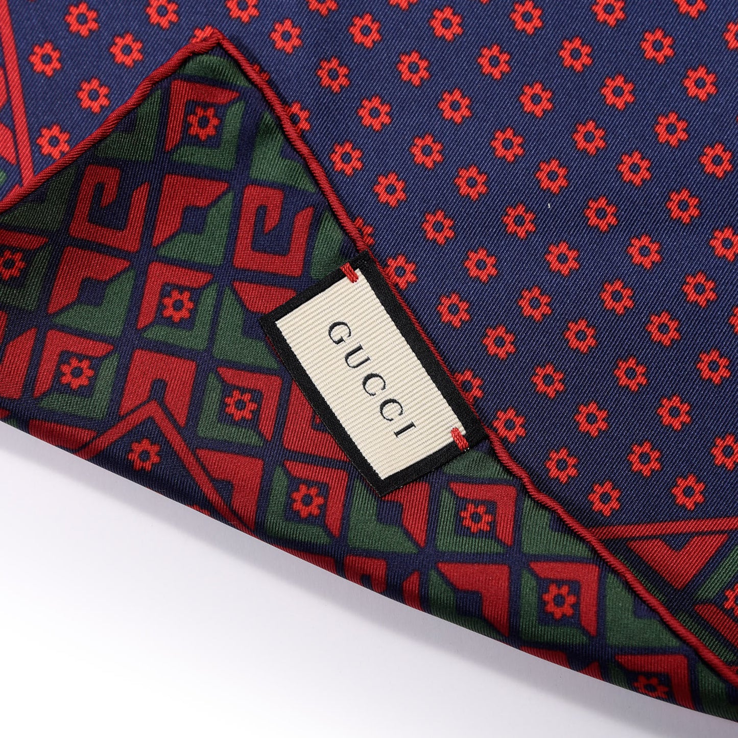 Silk Twill Plainmetric Square Scarf Sapphire Green