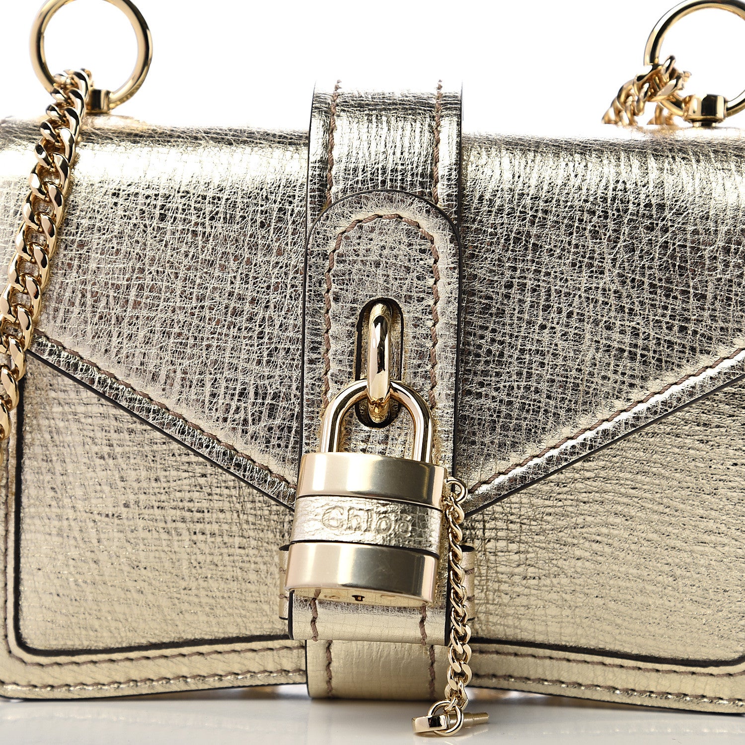 Chloe Metallic Textured Calfskin Aby Convertible Chain Shoulder Bag Gold 11 of 11