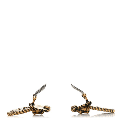 Gucci Metal Double G Lion Head Clip On Earrings Aged Gold 3 of 4
