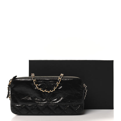 Chanel Glazed Aged Calfskin Quilted CC Small Clutch With Chain Black 14 of 14