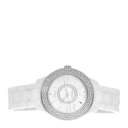 Christian Dior Stainless Steel Ceramic Diamond Pave Bezel Mother of Pearl 38mm Dior VIII Automatic Watch White 2 of 5