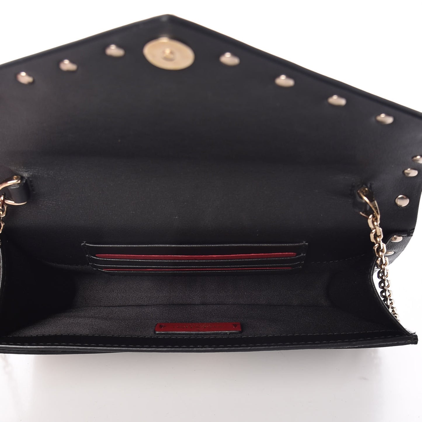 Vitello Rockstud Envelope Wallet on Chain Black