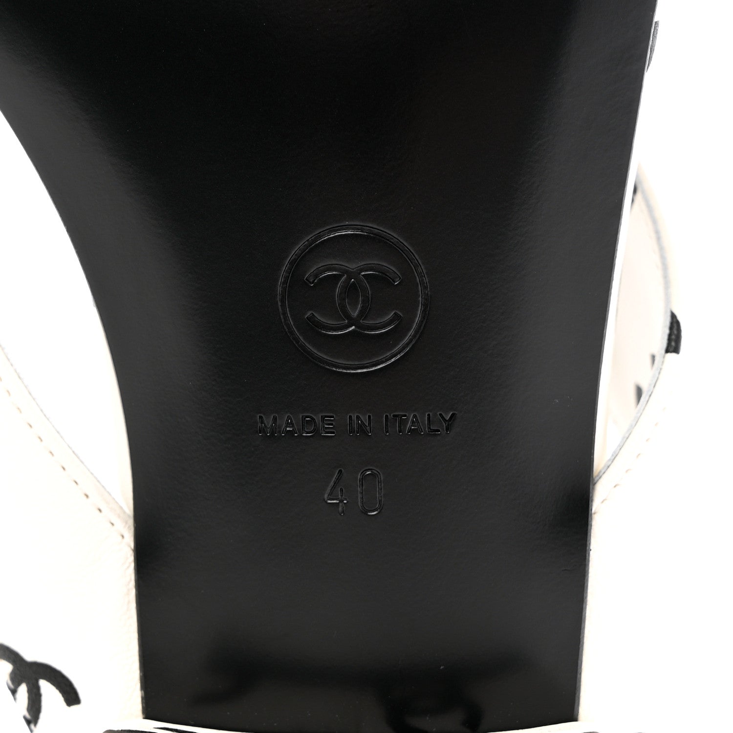 Chanel Lambskin Printed CC Thong Sandals 40 White Black 8 of 9