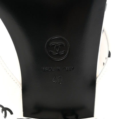 Chanel Lambskin Printed CC Thong Sandals 40 White Black 8 of 9