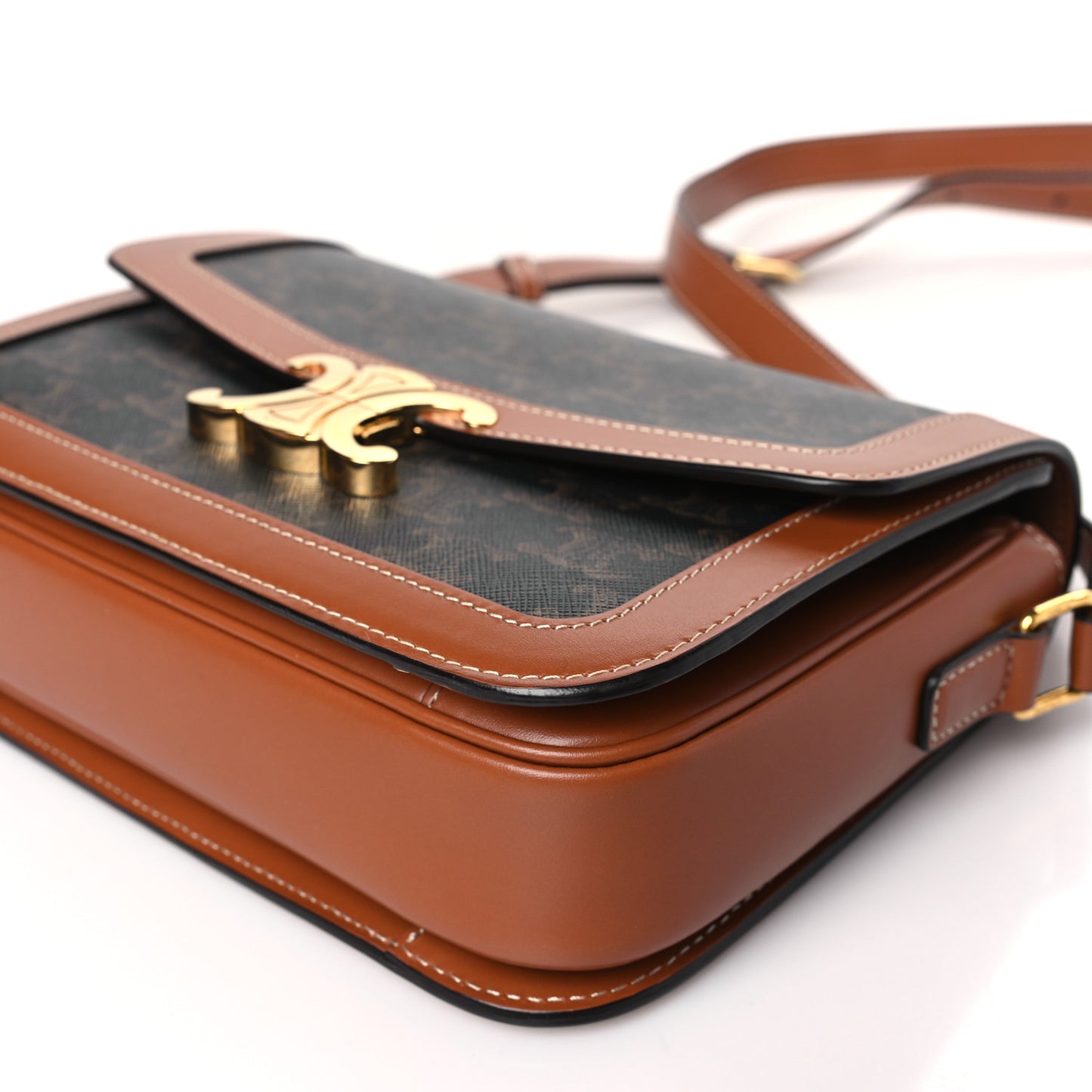 Calfskin Triomphe Canvas Teen Triomphe Bag Tan