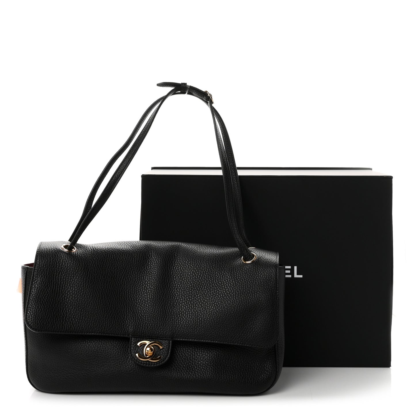 Grained Calfskin Small Souplissimo Maxi Flap Black