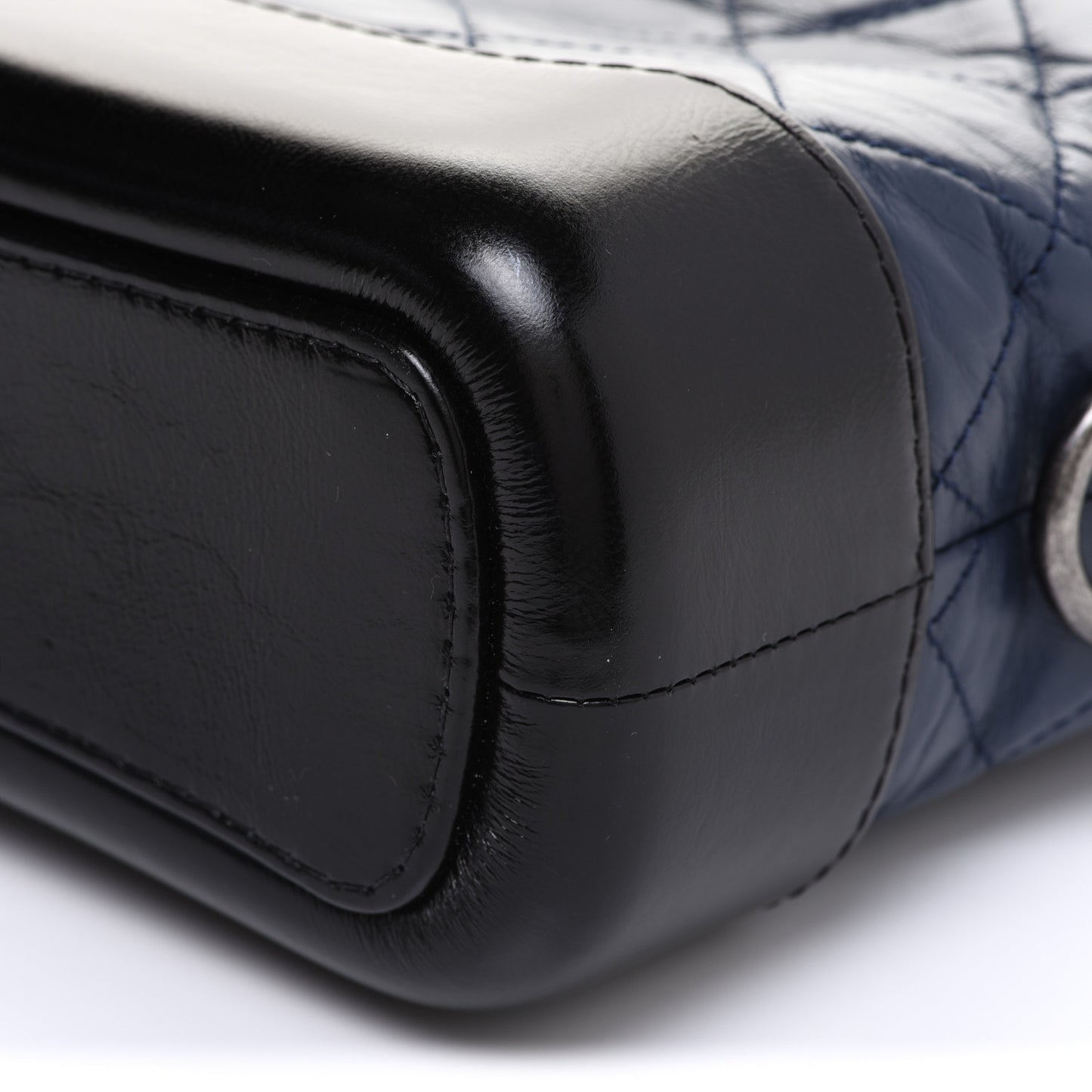 Aged Calfskin Quilted Small Gabrielle Hobo Navy Black