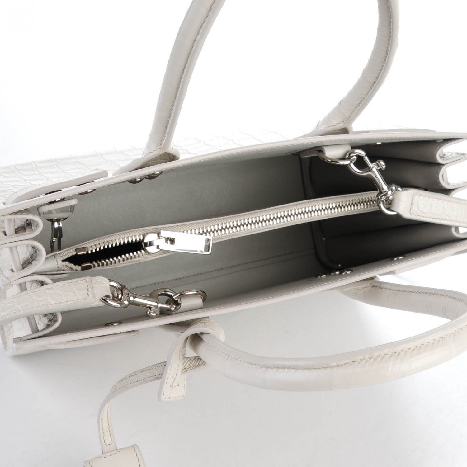 Saint Laurent Calfskin Crocodile Embossed Baby Sac De Jour Gris Perle 5 of 7