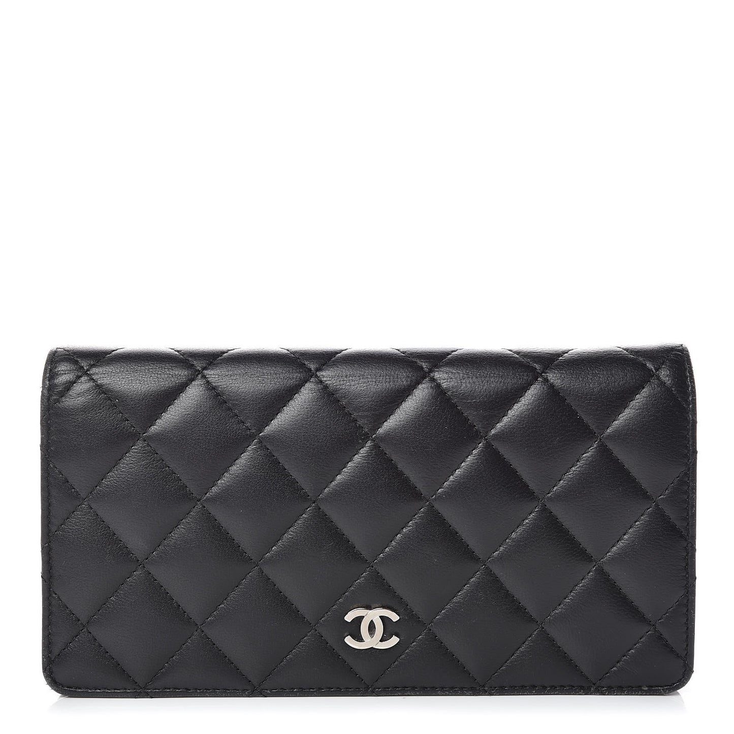 Lambskin Quilted Yen Wallet Black