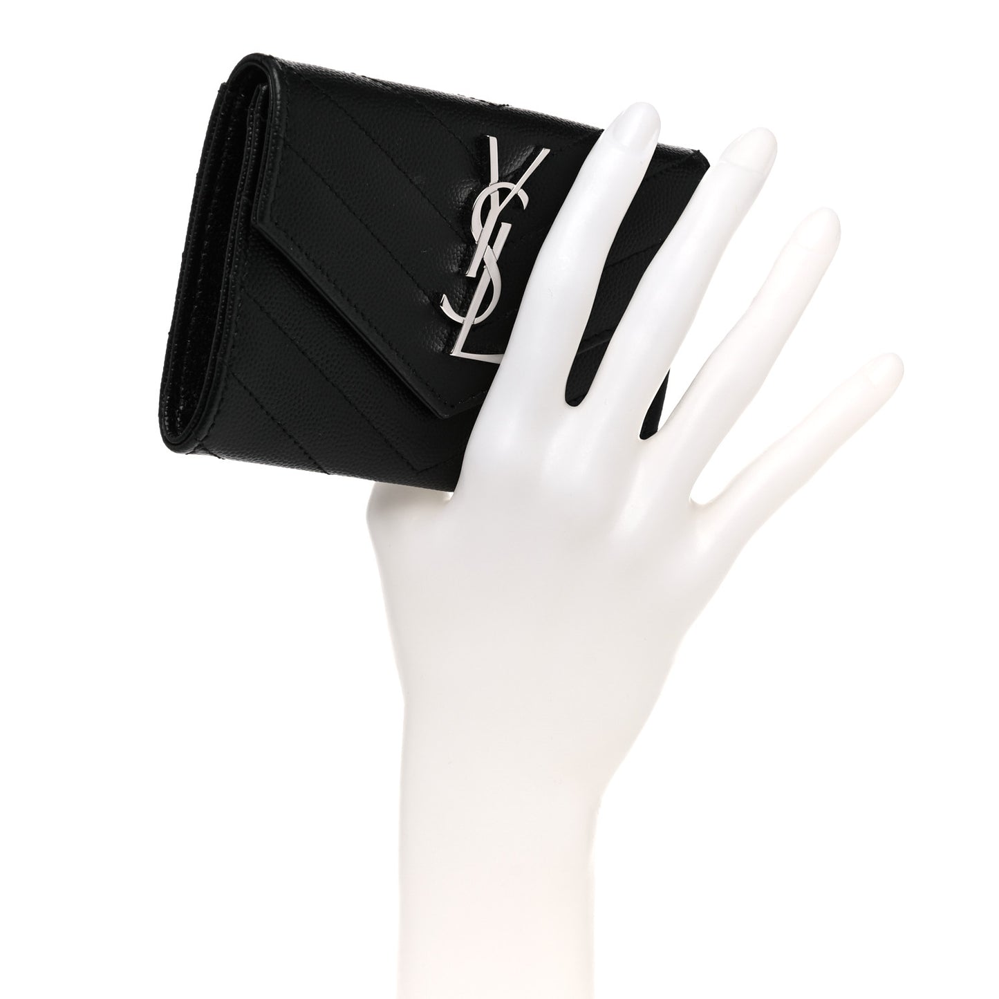 Grain De Poudre Matelasse Chevron Small Monogram Envelope Wallet Black