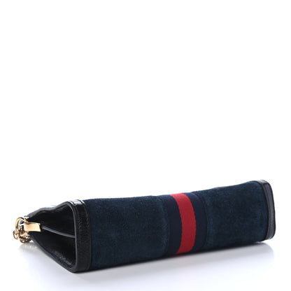 Gucci Suede Patent Web Small Ophidia Chain Shoulder Bag Blue Black 3 of 4