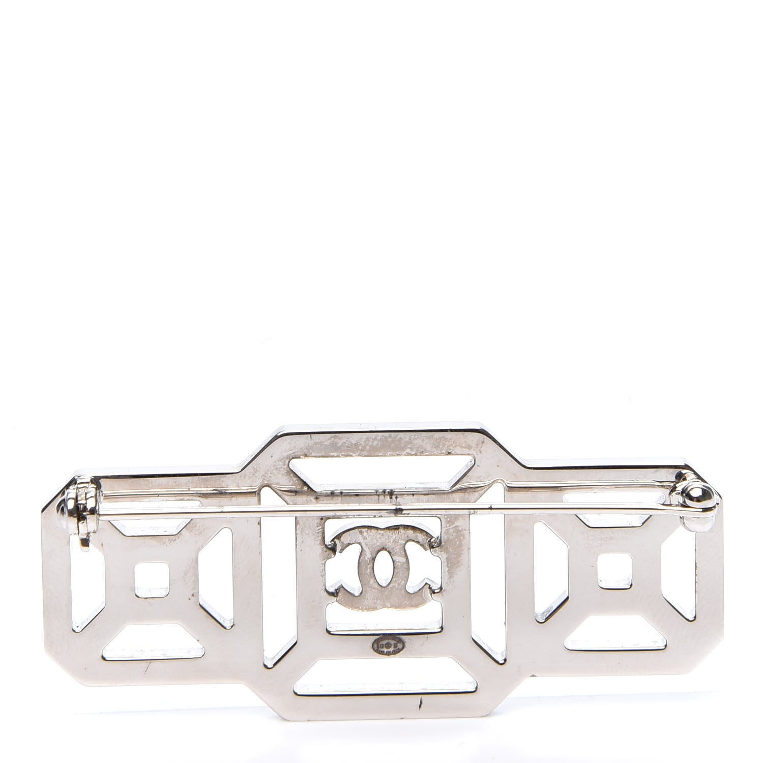Chanel Crystal CC Brooch Silver 2 of 3
