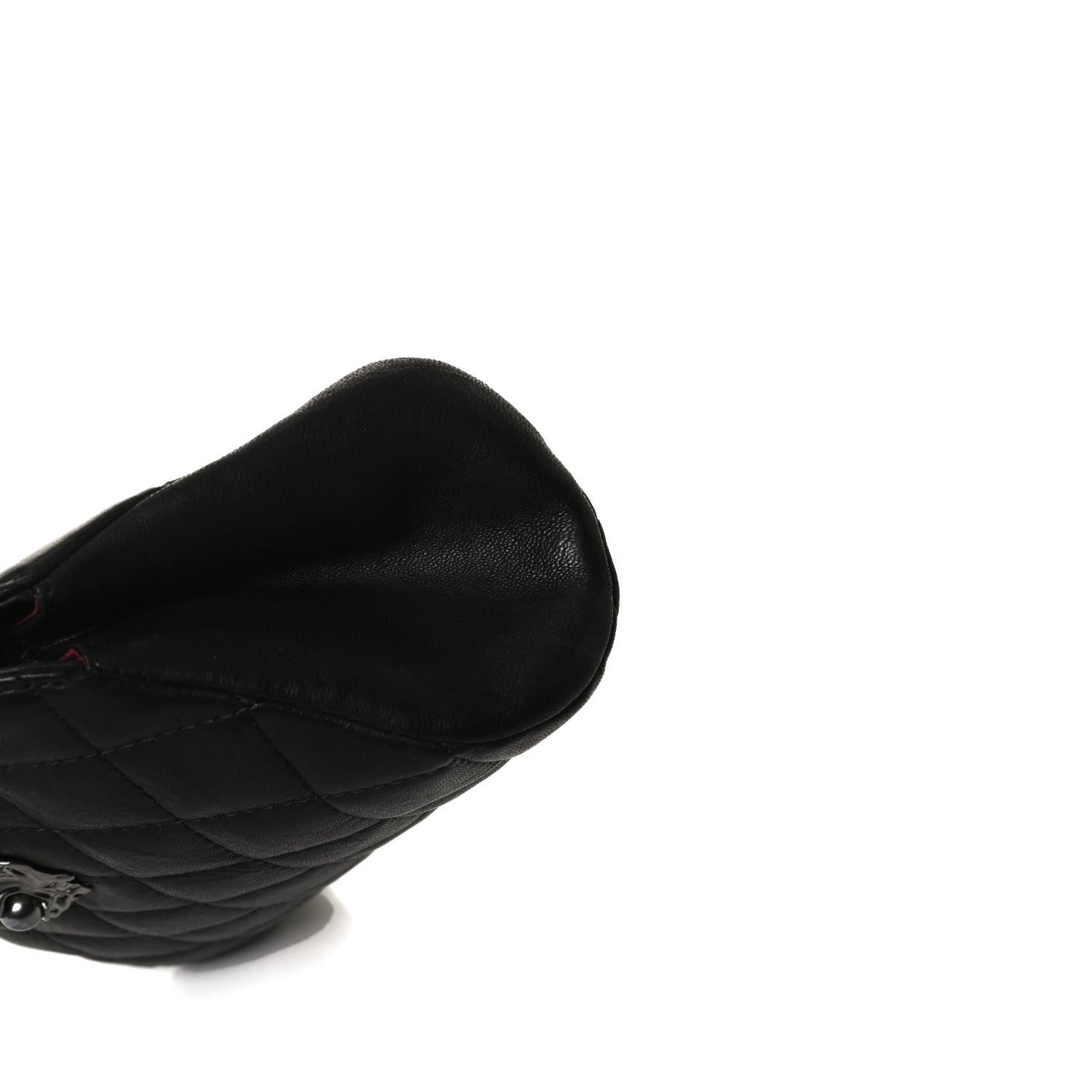 Aged Calfskin Quilted Leo Lion Clutch Black