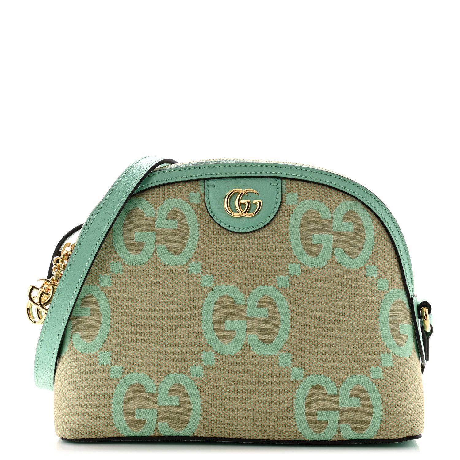 Gucci Monogram Jumbo GG Textured Dollar Calfskin Small Ophidia Dome Shoulder Bag Beige Pepperlight Mint 1 of 9