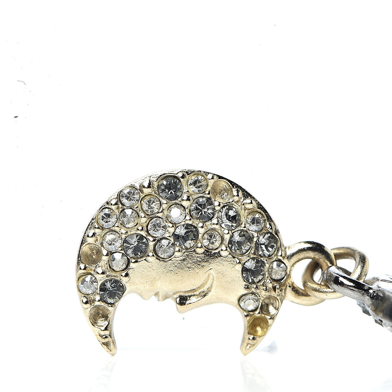 Chanel Ruthenium Crystal CC Star Moon Earrings Grey Gold 7 of 8