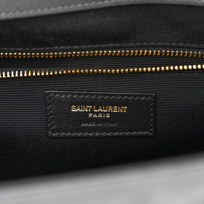Saint Laurent Grain De Poudre Textured Mixed Matelasse Large Triquilt Monogram Satchel Storm 6 of 10