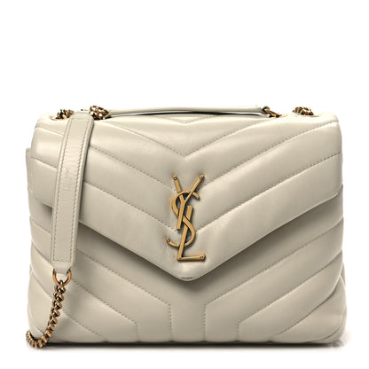 Saint Laurent Calfskin Y Quilted Monogram Small Loulou Chain Satchel Crema Soft 1 of 8