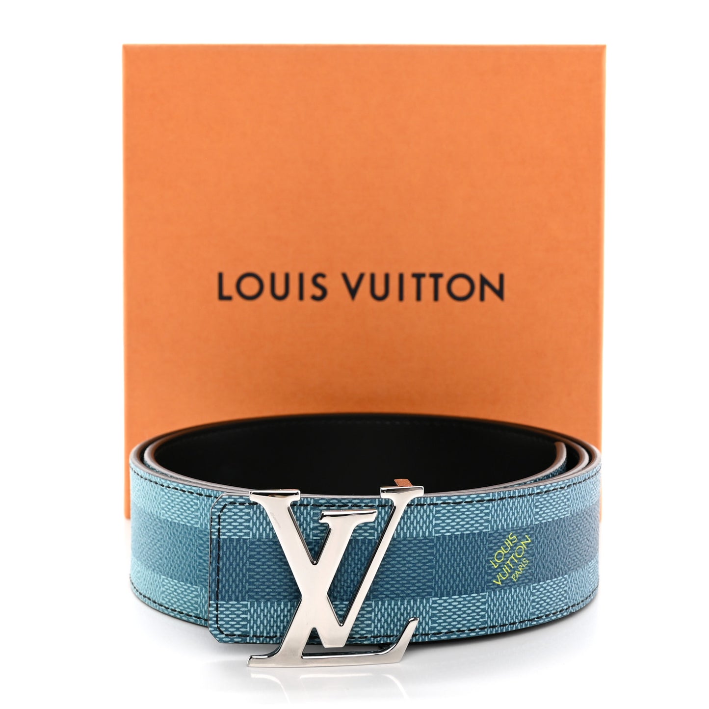Damier Stripes 40MM LV Initiales Reversible Belt 85/34 Sky Blue