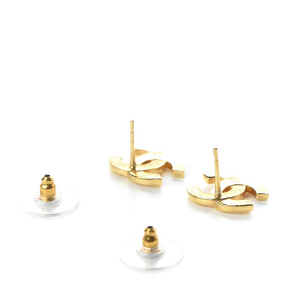 Chanel Metal CC Paris Button Stud Earrings Gold 3 of 5