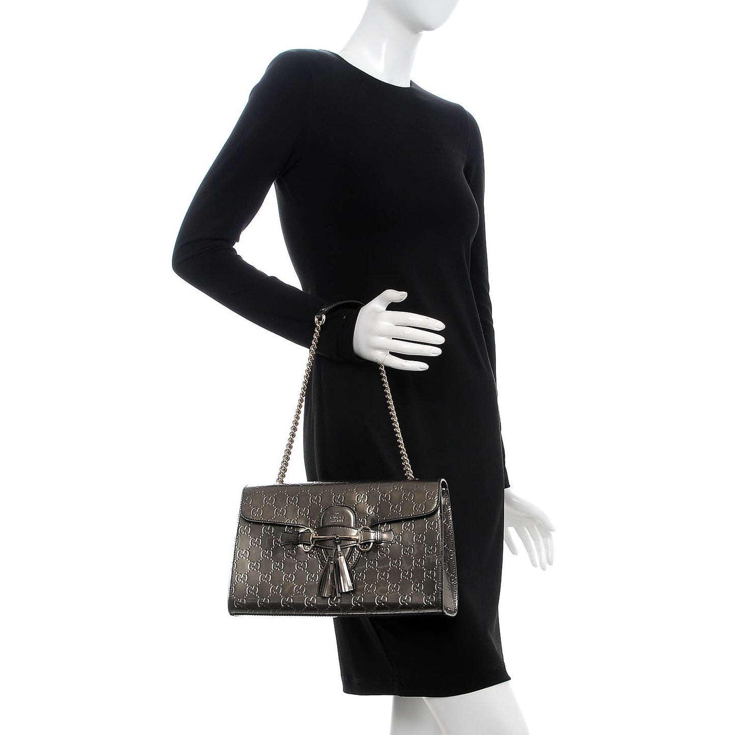 Shine Guccissima Medium Emily Chain Shoulder Bag Sasso