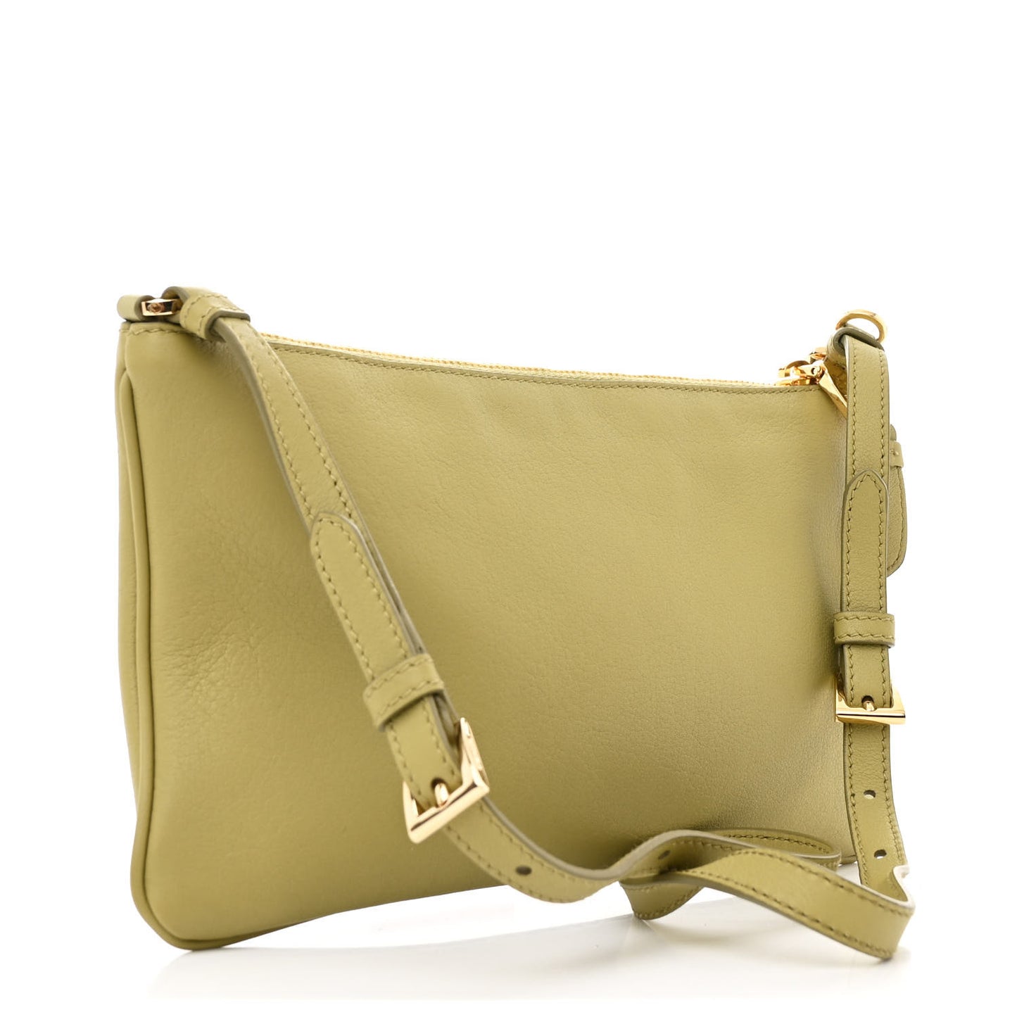 Soft Calfskin Zippered Shoulder Bag Pistachio