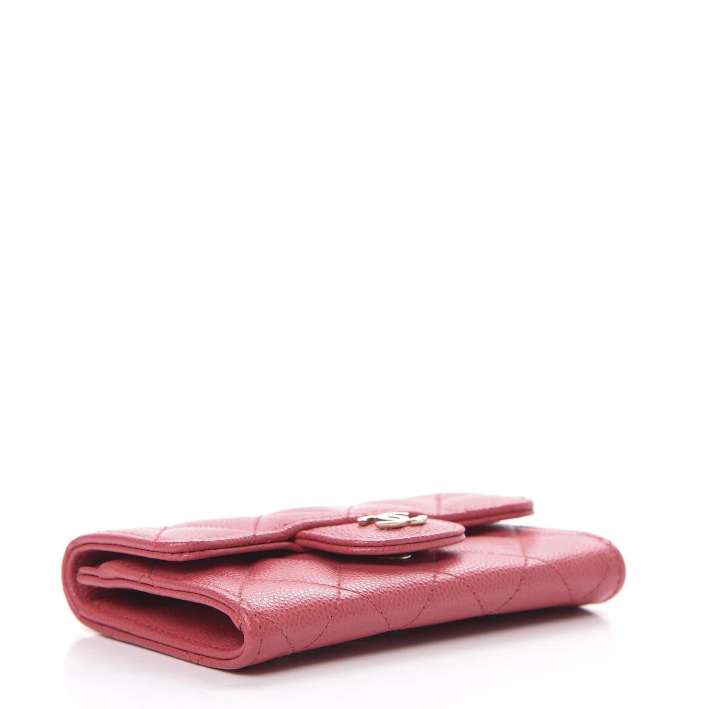 Caviar Quilted Flap Card Holder Pink