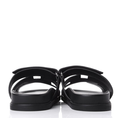Hermes Suede Goatskin Womens Chypre Sandals 37 Black 6 of 11