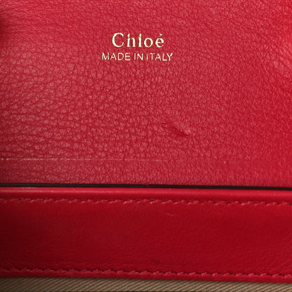 Chloe Calfskin Crocodile Embossed Small Aby Lock Dusky Red 6 of 9
