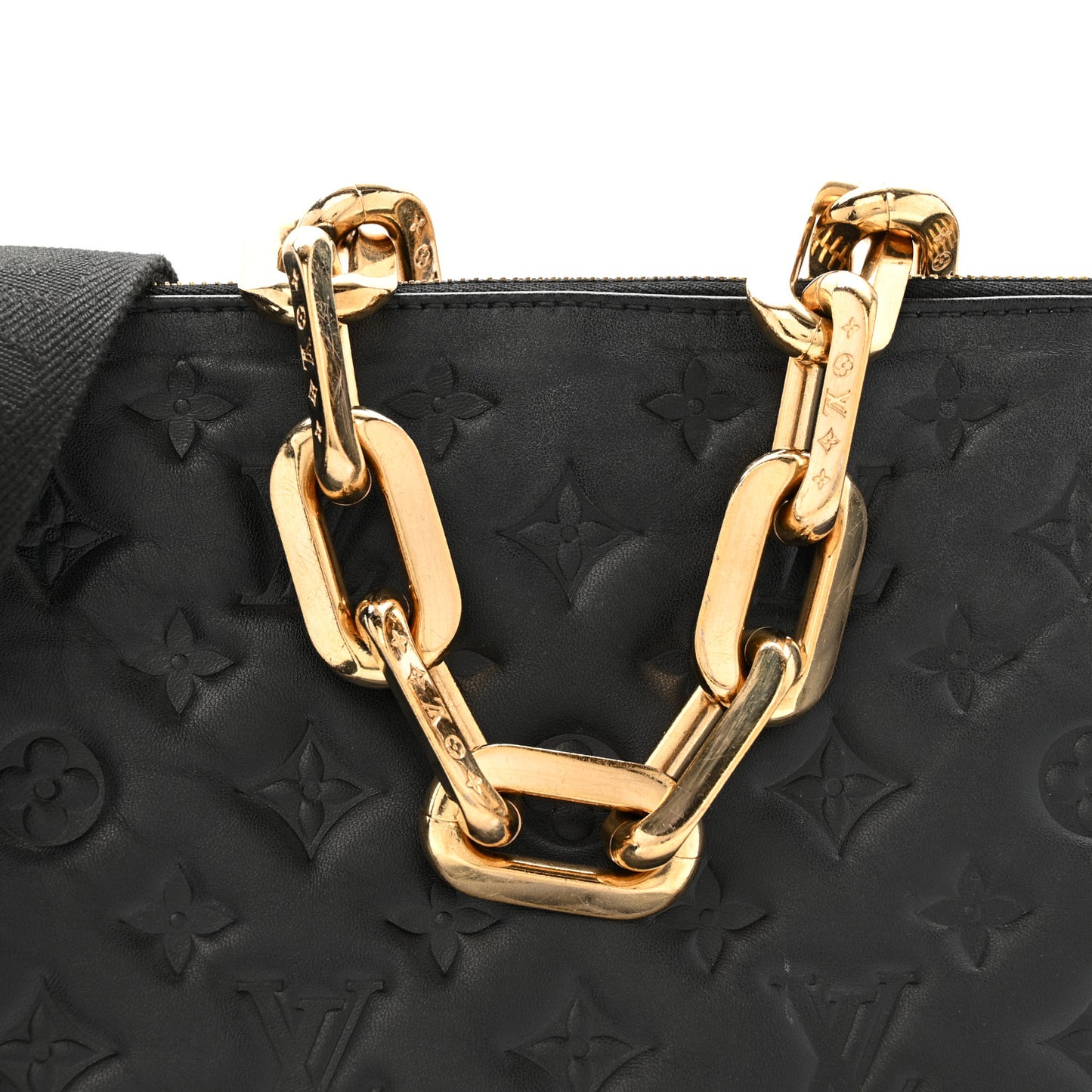 Lambskin Embossed Monogram Coussin MM Black
