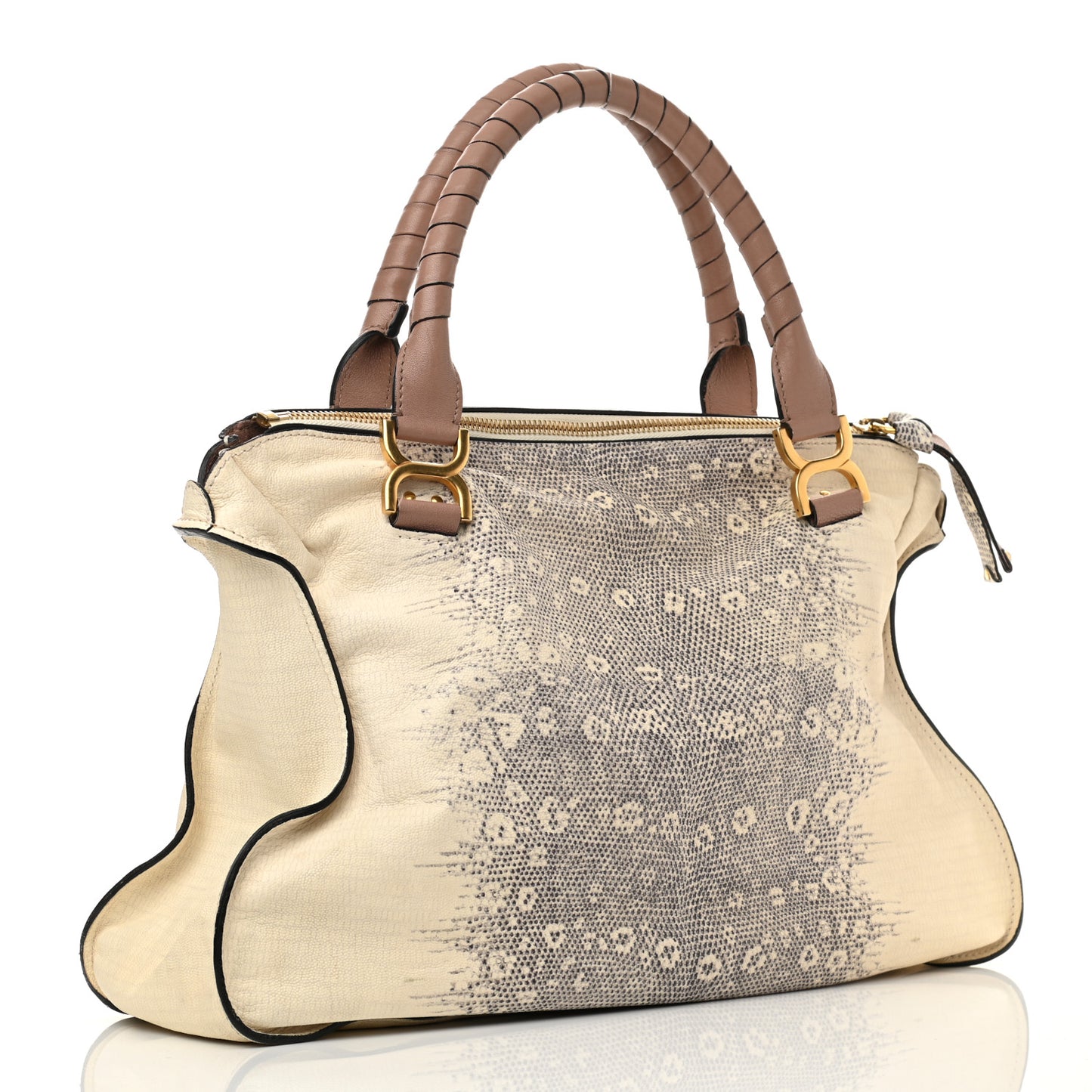 Calfskin Lizard Embossed Large Marcie Satchel