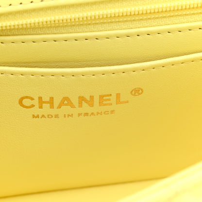Chanel Lambskin Quilted Mini Chain Top Handle Rectangular Flap Light Yellow 6 of 10