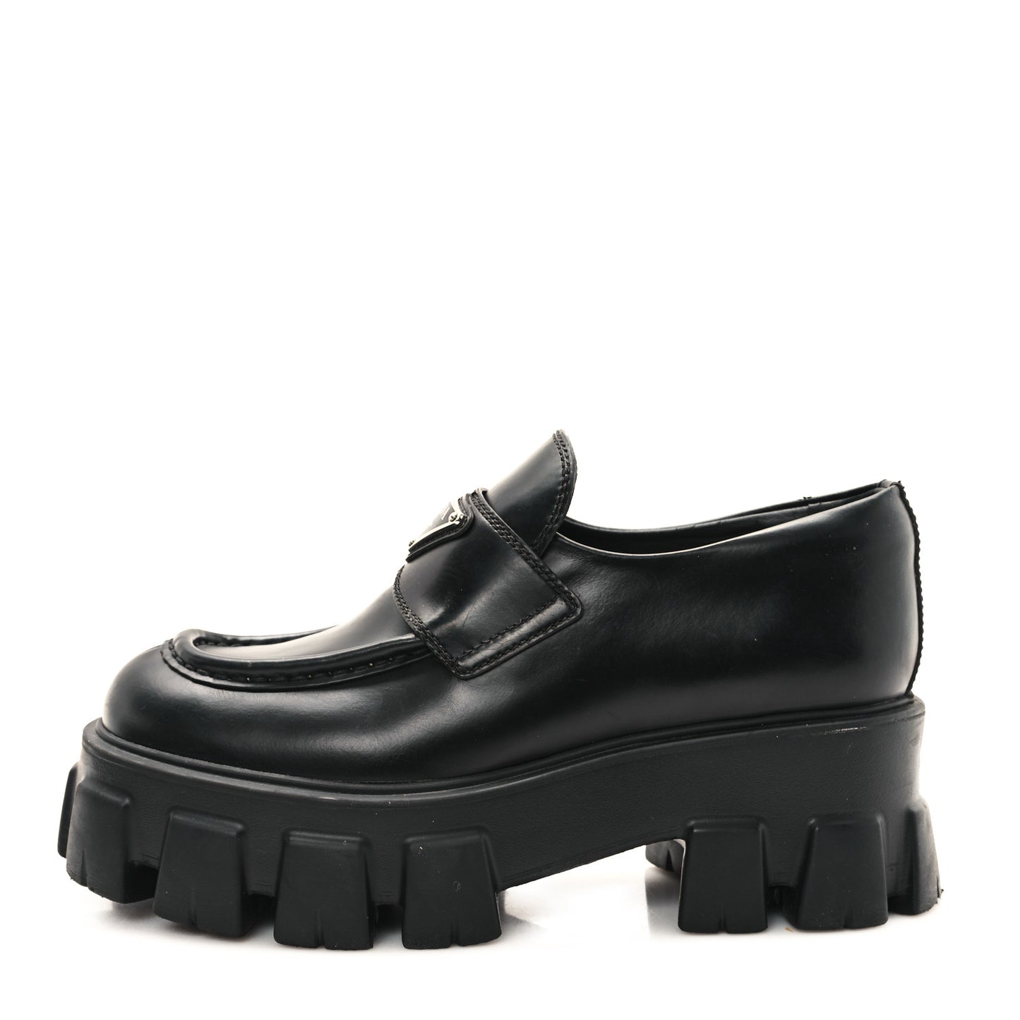 Spazzolato Rois Metal Triangle Logo Monolith 55mm Loafers 35 Black