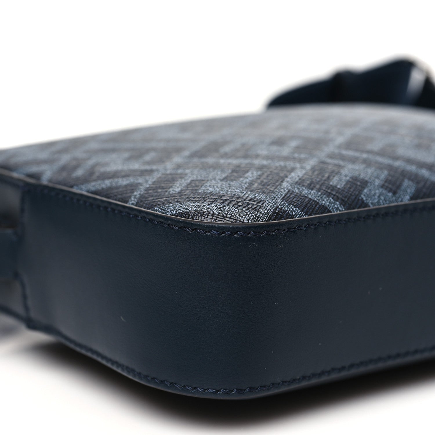 Fendi Glazed Fabric Vitello Liberty FF 1974 Diagonal Camera Case Navy 9 of 10
