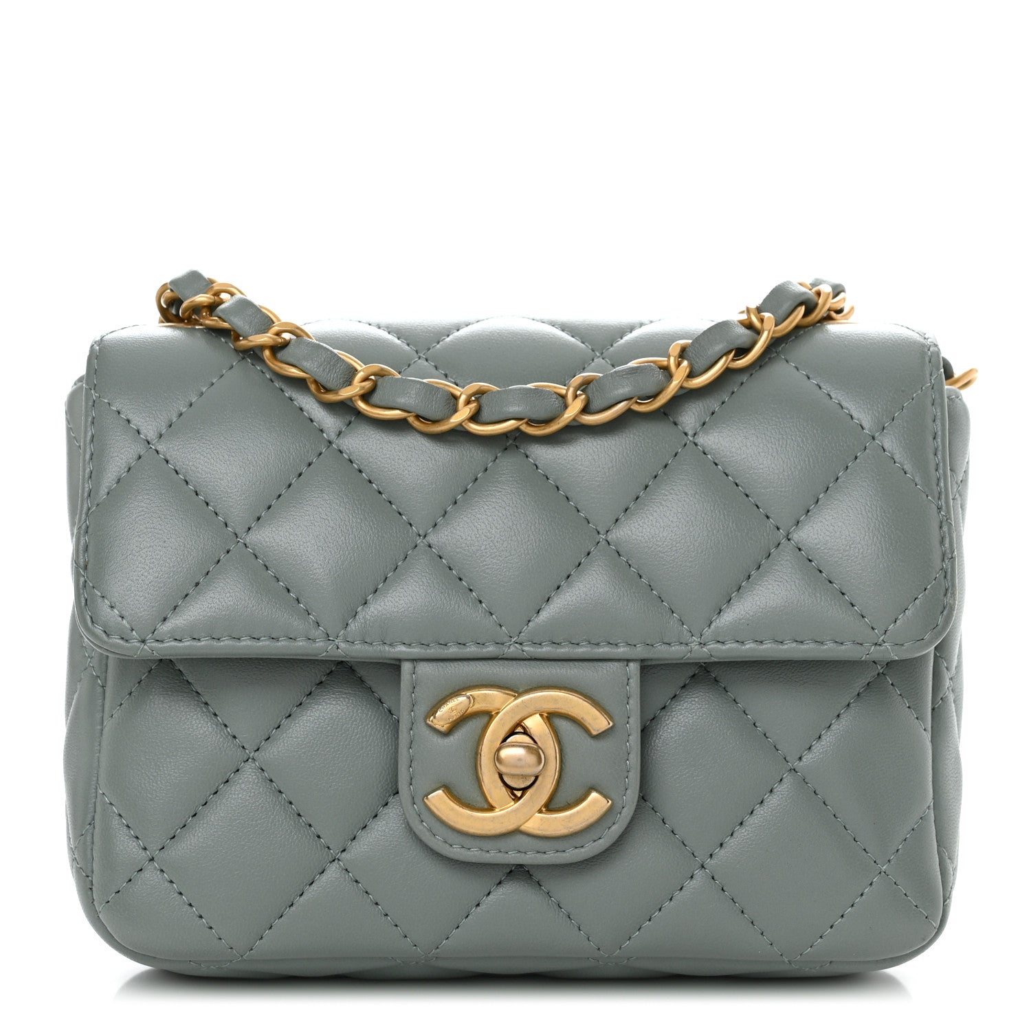Chanel Lambskin Quilted Casino Chips Mini Square Flap Grey 1 of 10